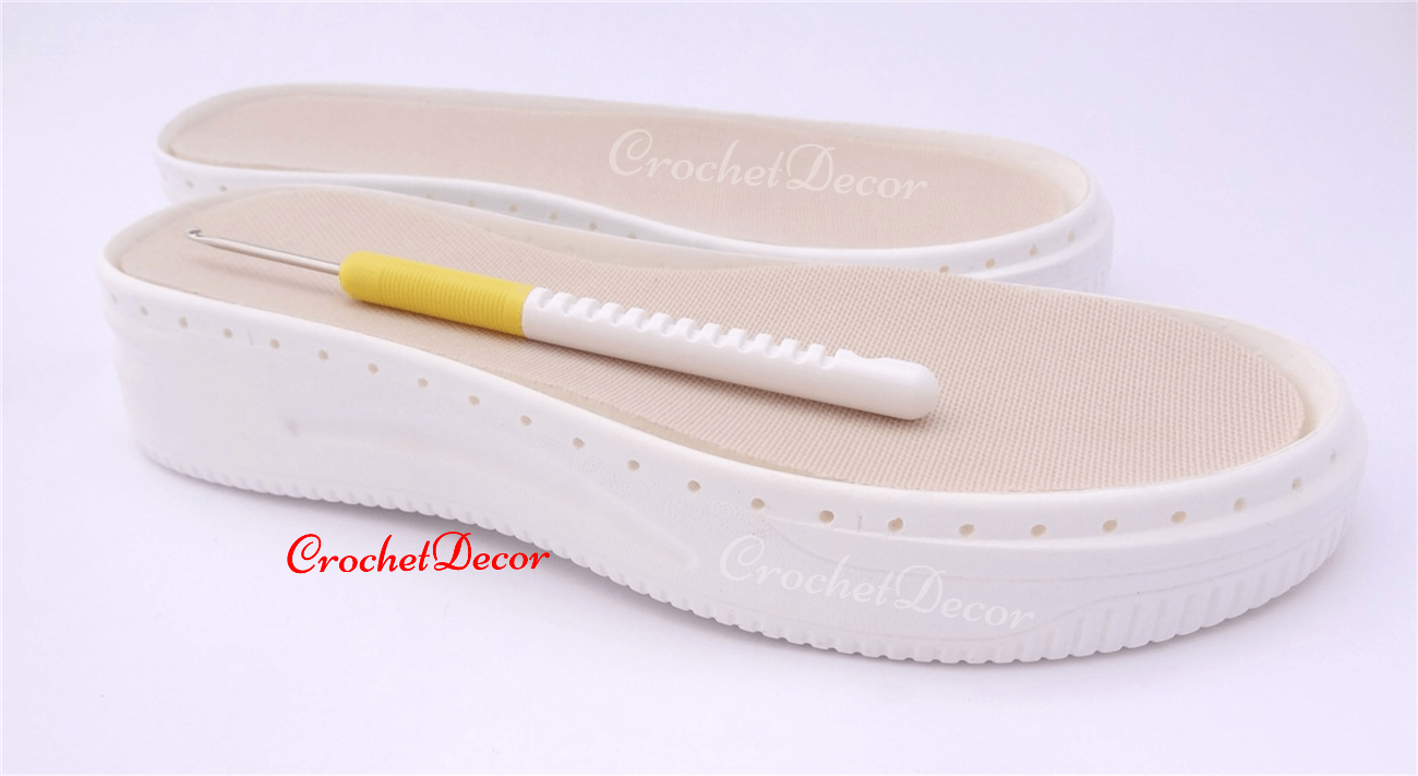 How to crochet on shoe sole 