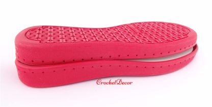 Red Punctured Soles with Holes for Crocheted Shoes - Marina Crochet DEcor